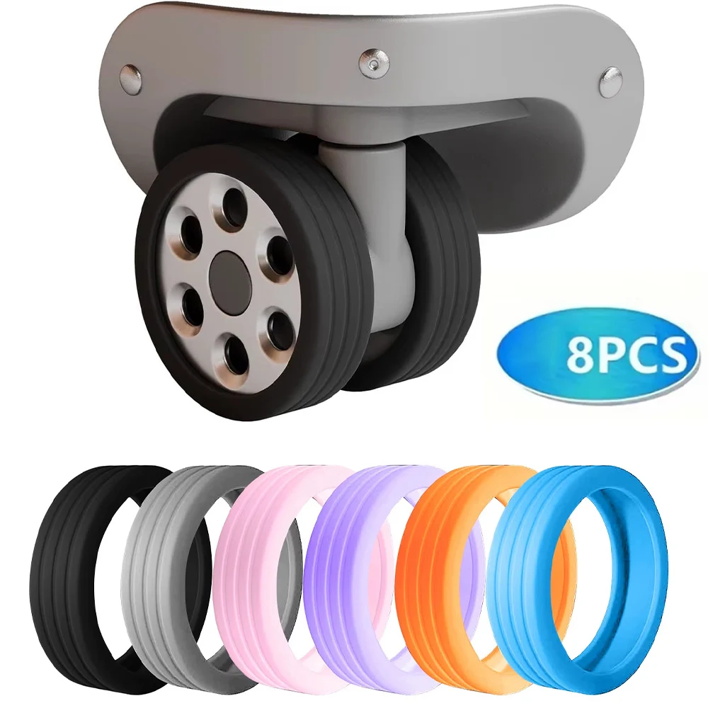 8pcs Silicone Luggage Wheel Covers Suitcase Caster Protectors Reduce Noise Trolley Box Casters Cover Travel Luggage Accessories