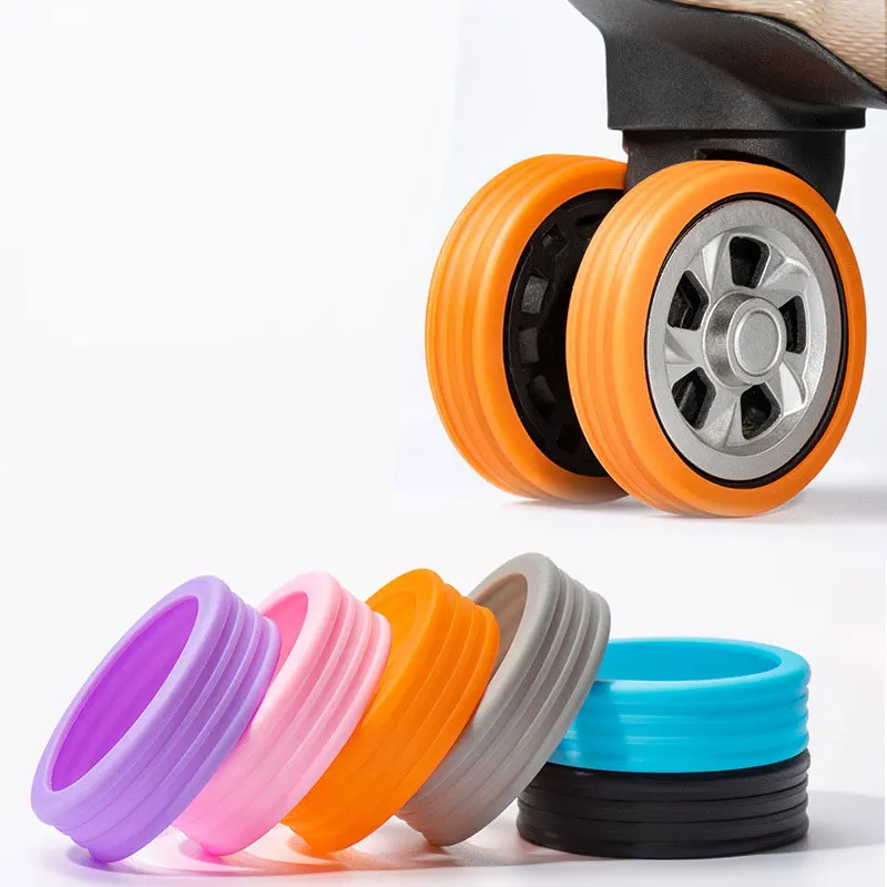 8pcs Silicone Luggage Wheel Covers Suitcase Caster Protectors Reduce Noise Trolley Box Casters Cover Travel Luggage Accessories
