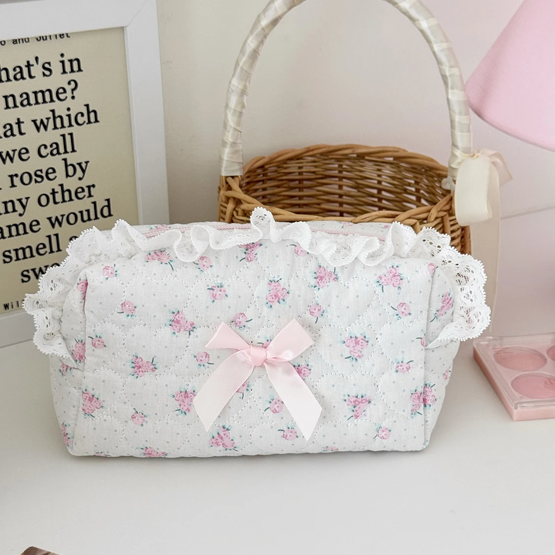 Wholesale Flower Women Lace Small Makeup Bag Travel Organizer Cosmetic Handbag Pouch Gilrs Cute Bow Square Zipper Wallet Bags