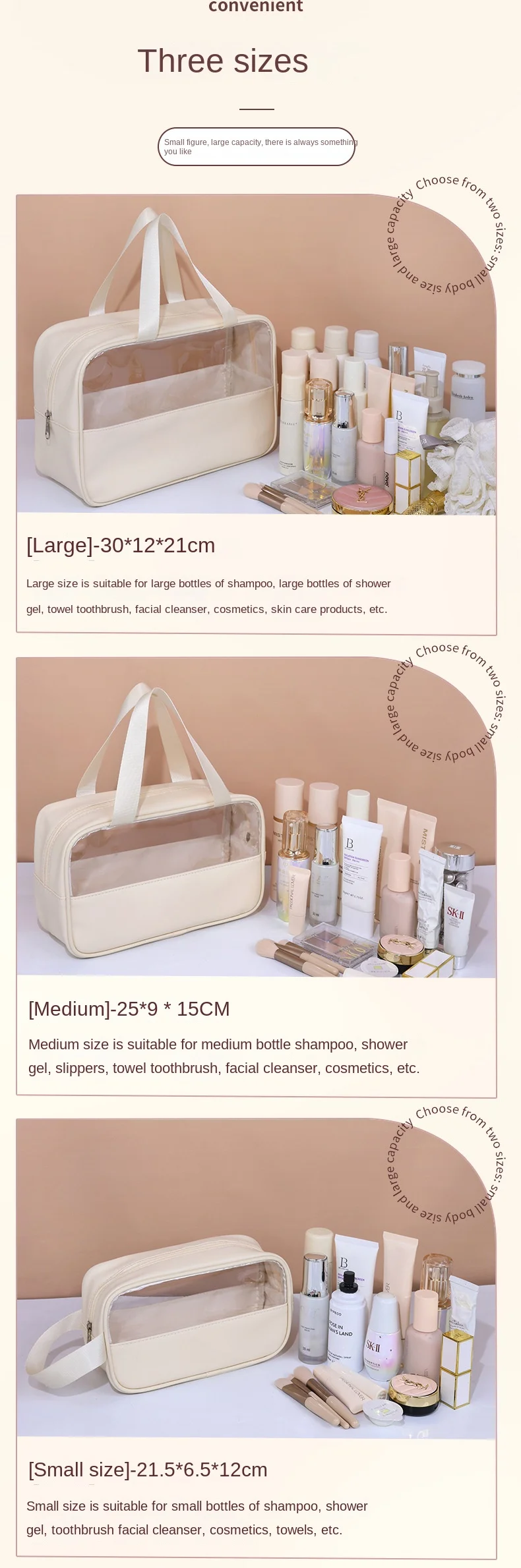 Portable Travel cosmetic bag Women Transparent Makeup Bag Large-Capacity Bath Wash Bags Multifunction Waterproof Storage Case