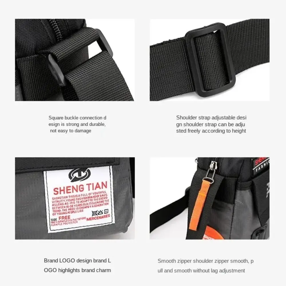 New Nylon Casual Crossbody Bag Color Contrast Waterproof Single Shoulder Bags Horizontal Large Capacity Sports Messenger Bags