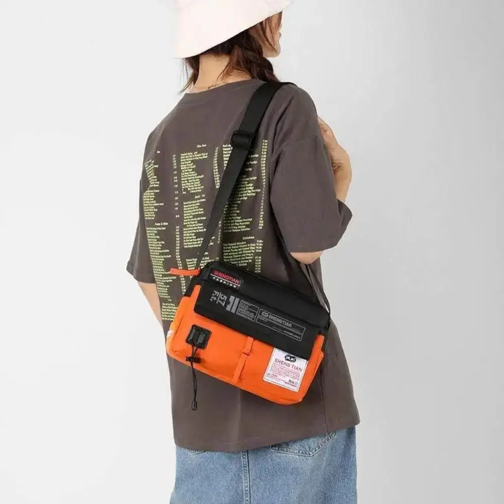 New Nylon Casual Crossbody Bag Color Contrast Waterproof Single Shoulder Bags Horizontal Large Capacity Sports Messenger Bags
