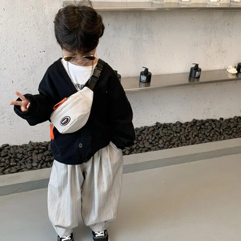 New Fashion Cute Children's Chest Bag One Shoulder Crossbody Fanny Pack Canvas Diagonal Bag Girl Boy Zipper Bag Coin Purse