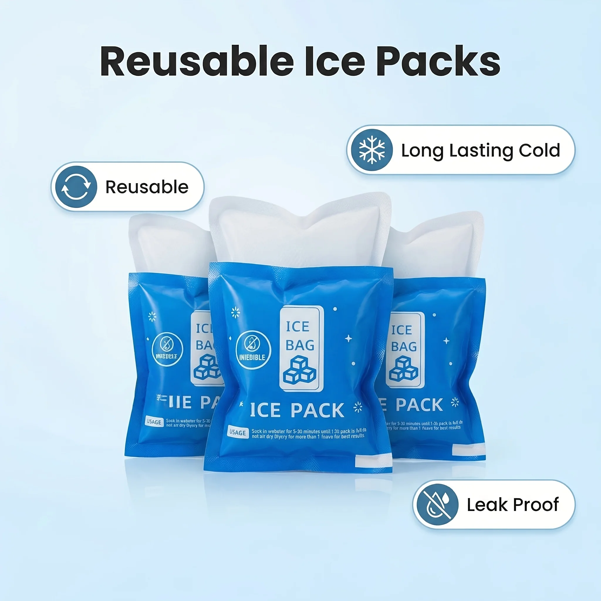 100Pcs Self-absorbing Ice Packs 7x7cm Reusable Cooling Ice Bags Summer Food Drinks Fresh Keeping Cold Pack For Seafood Fruit Del