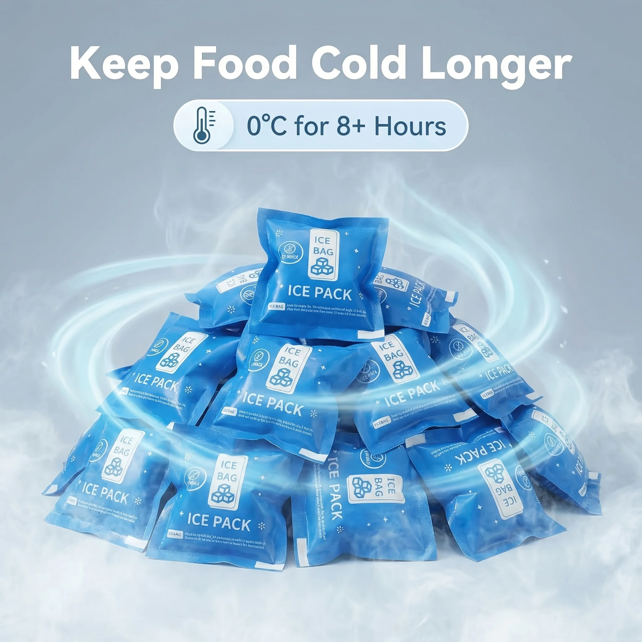 100Pcs Self-absorbing Ice Packs 7x7cm Reusable Cooling Ice Bags Summer Food Drinks Fresh Keeping Cold Pack For Seafood Fruit Del