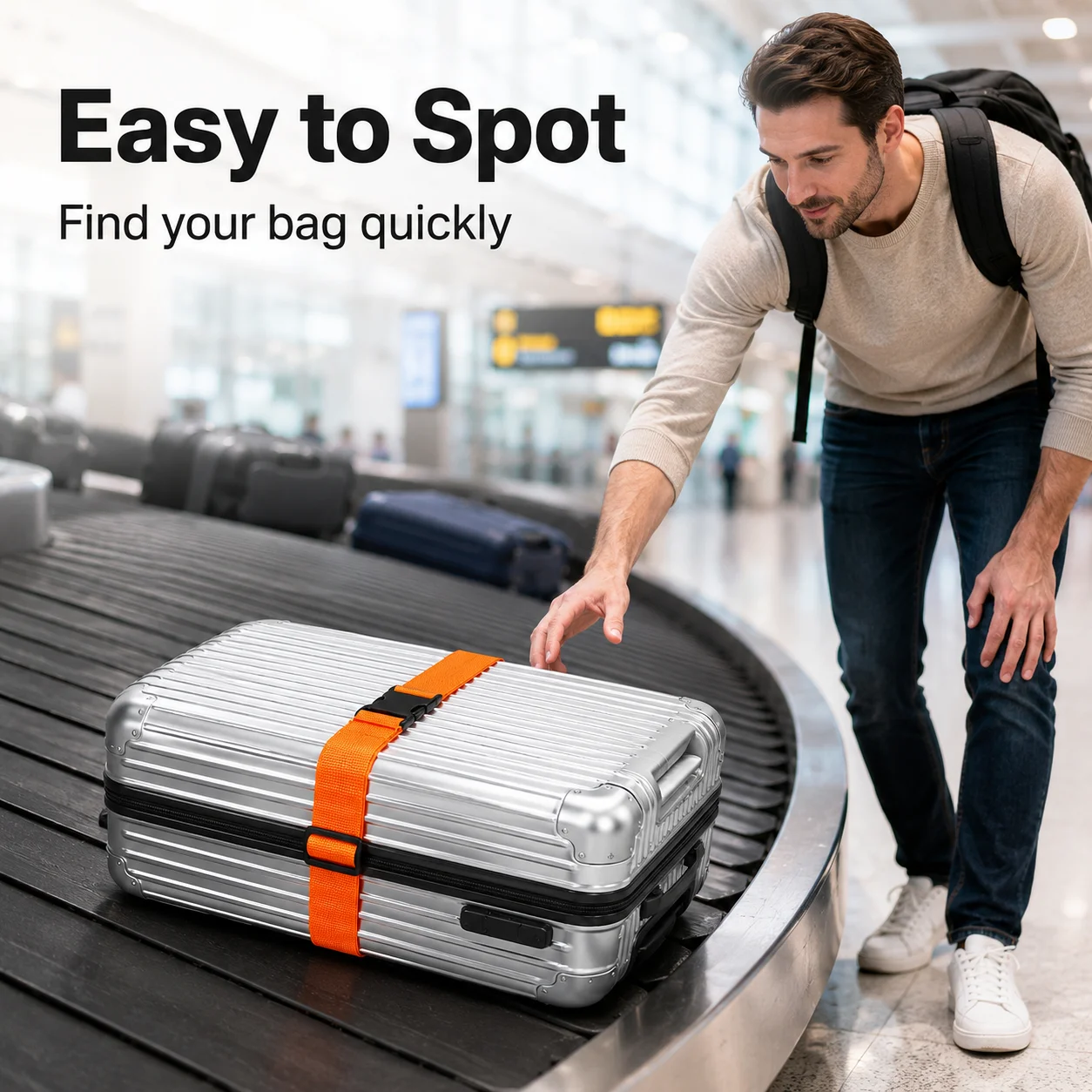 2Pcs Straight Shaped Luggage Straps for Suitcase Polyester Luggage Belt with Adjustable Release Buckle Unisex Travel Accessory