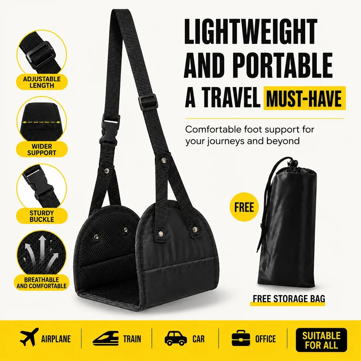 Travel Portable Rest Hanging Footstool Multifunctional Portable Hammock Footrest for Home Office Outdoor Airpalne Train Travel