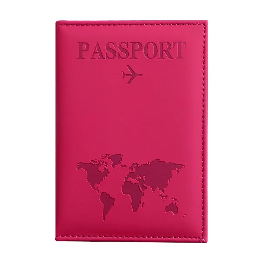 PU Leather Passport Cover for Men & Women Organizer - Protective Card Holder ID Document Covers World Map Travel Passport Case