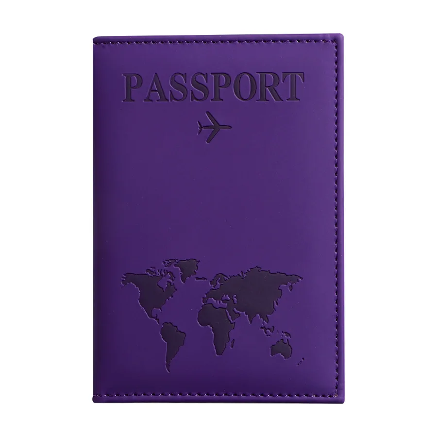 PU Leather Passport Cover for Men & Women Organizer - Protective Card Holder ID Document Covers World Map Travel Passport Case