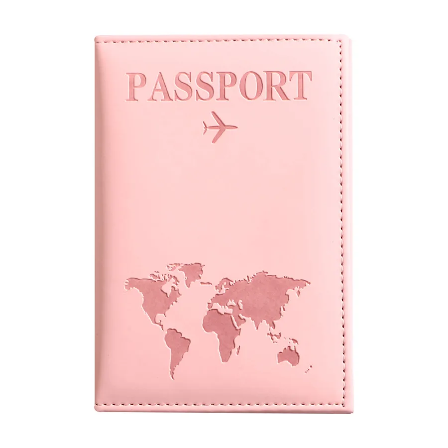 PU Leather Passport Cover for Men & Women Organizer - Protective Card Holder ID Document Covers World Map Travel Passport Case