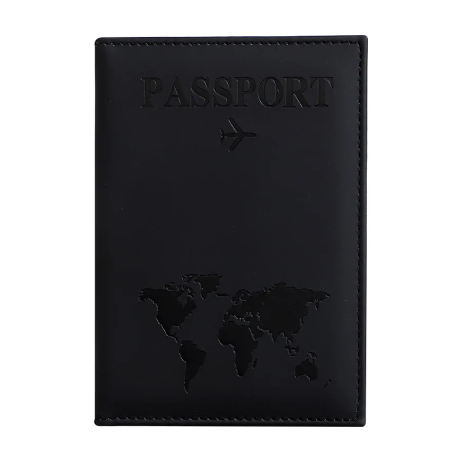 PU Leather Passport Cover for Men & Women Organizer - Protective Card Holder ID Document Covers World Map Travel Passport Case