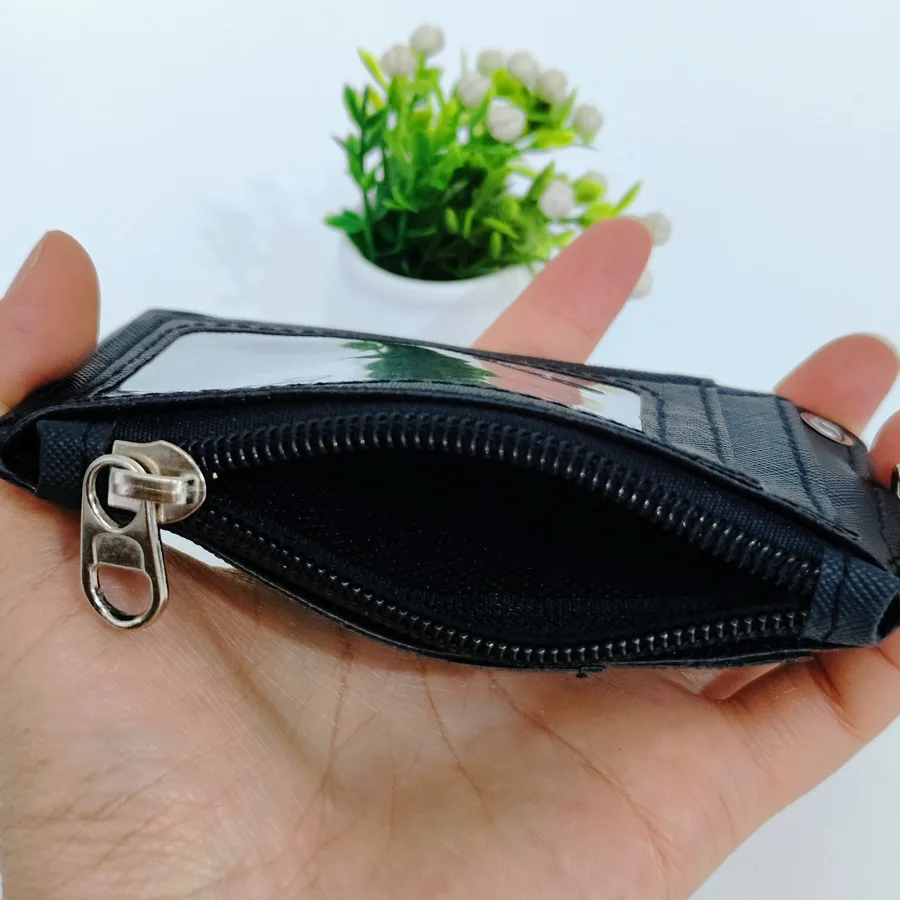 1Piece Neck Hanging Zipper Card Storage Box PU Leather Portable Lightweight Card Holder Teacher Student Work Supplies