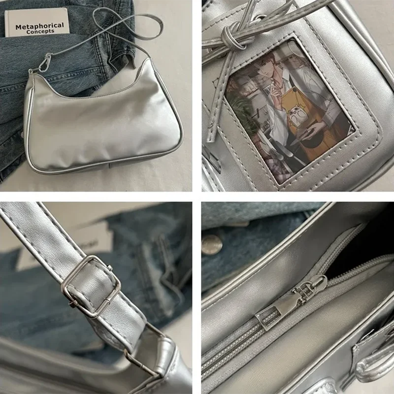 Y2k Harajuku Shoulder Bag Women Korean Transparent Ita Bag School Crossbody Bag Female Japanese Designer Preppy Handbag Purse