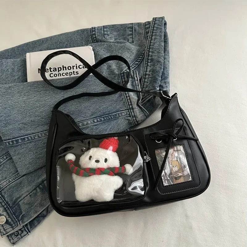 Y2k Harajuku Shoulder Bag Women Korean Transparent Ita Bag School Crossbody Bag Female Japanese Designer Preppy Handbag Purse