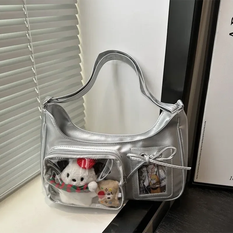 Y2k Harajuku Shoulder Bag Women Korean Transparent Ita Bag School Crossbody Bag Female Japanese Designer Preppy Handbag Purse