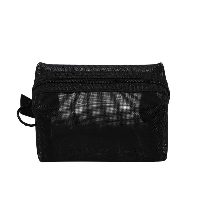 Mini Clear Nylon Mesh Cosmetic Bags Cute Women Small Lipstick Makeup Bags Pouch Data Line Key Earphone Organizer Case
