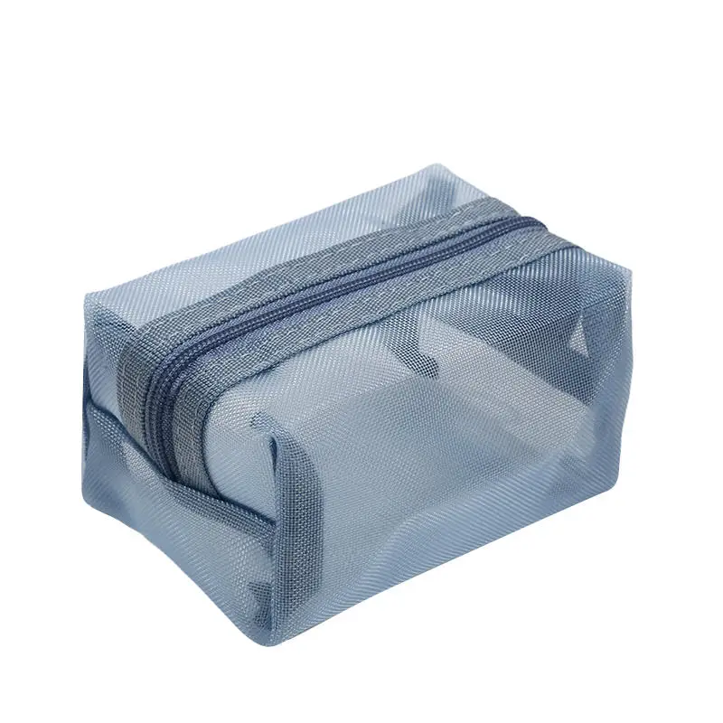 Mini Clear Nylon Mesh Cosmetic Bags Cute Women Small Lipstick Makeup Bags Pouch Data Line Key Earphone Organizer Case