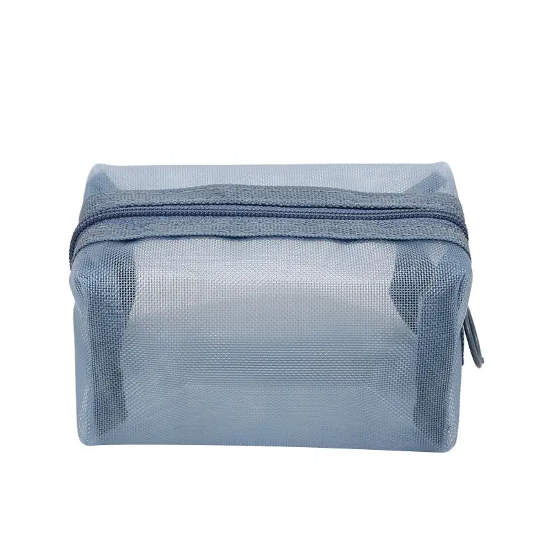 Mini Clear Nylon Mesh Cosmetic Bags Cute Women Small Lipstick Makeup Bags Pouch Data Line Key Earphone Organizer Case