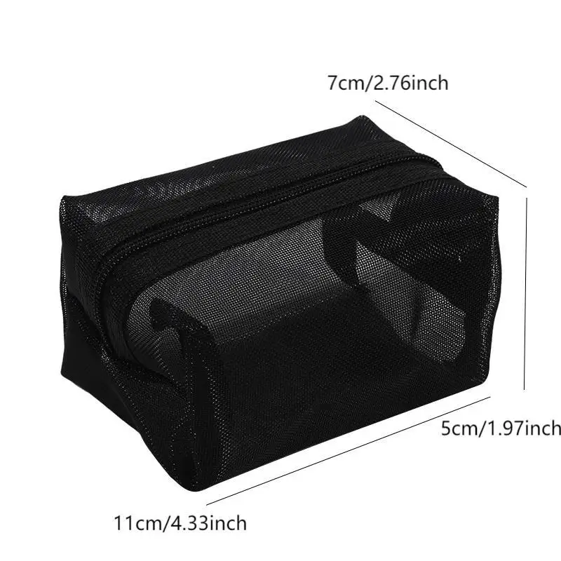 Mini Clear Nylon Mesh Cosmetic Bags Cute Women Small Lipstick Makeup Bags Pouch Data Line Key Earphone Organizer Case