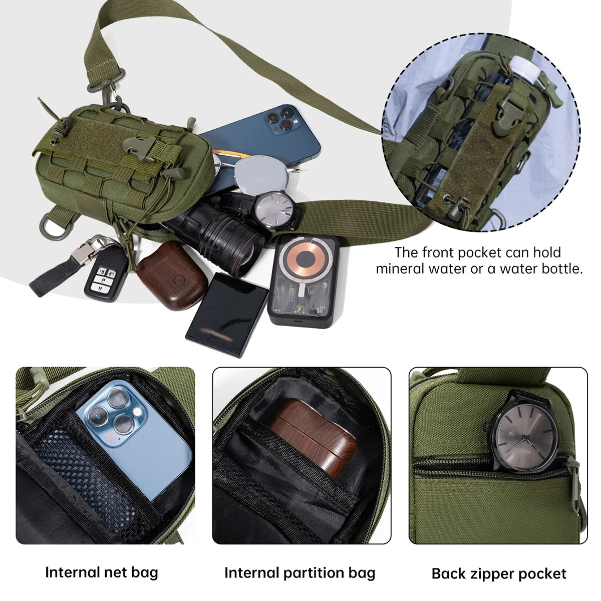 Water Bottle Bag, Cross-Body Water Bottle Bag, Multi-Functional Cup Protective Cover, Professional Camping Outdoor Chest Bag