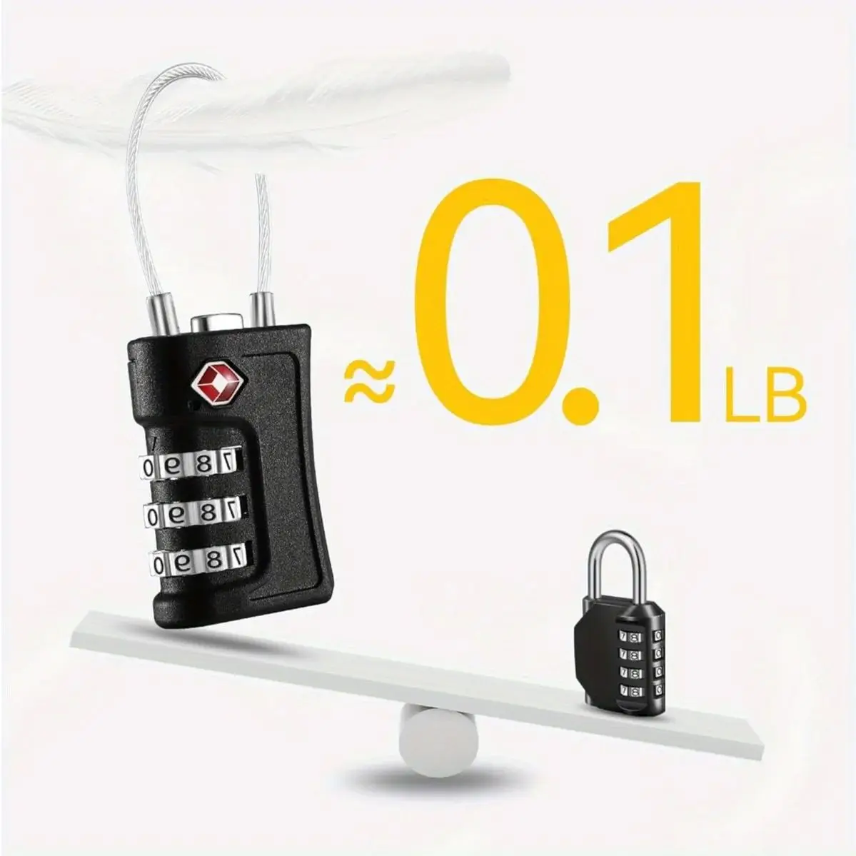 1-4Pack TSA Customs Code Lock for Travel Luggage Password Changeable Black Lock Contrast Design Padlock 3 Digit Combination Lock