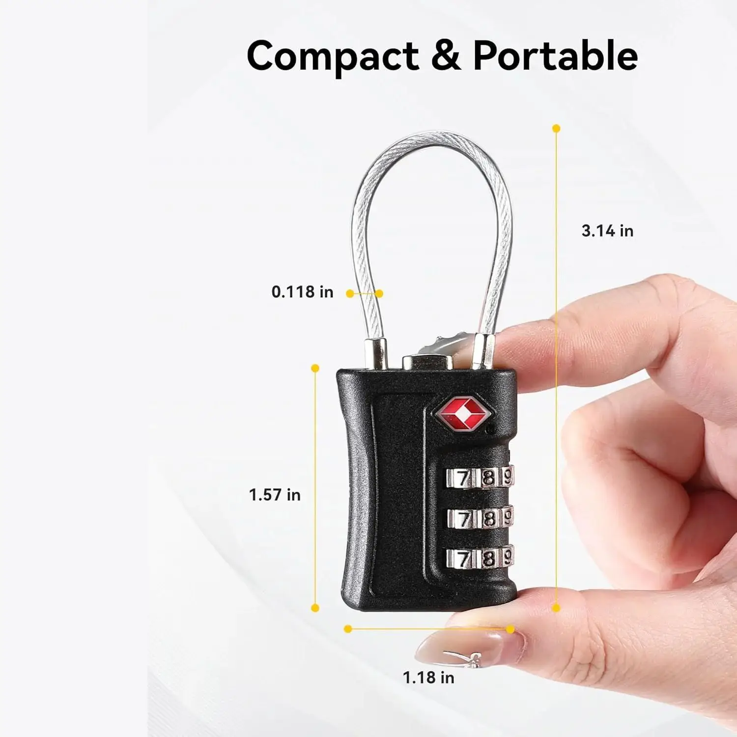 1-4Pack TSA Customs Code Lock for Travel Luggage Password Changeable Black Lock Contrast Design Padlock 3 Digit Combination Lock