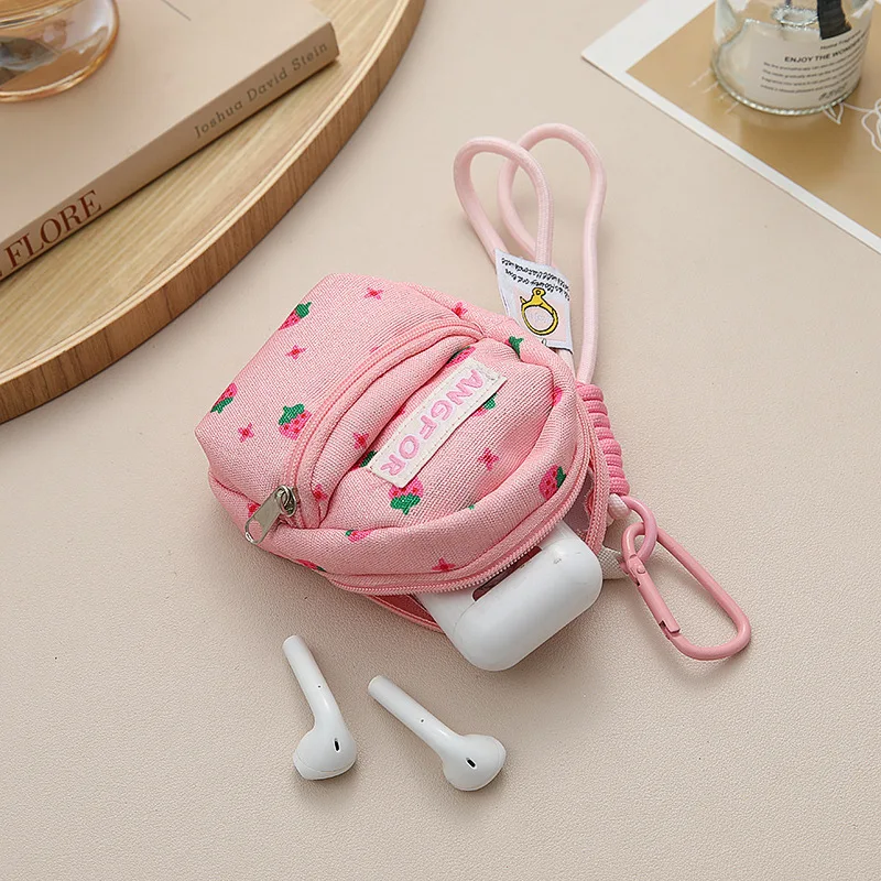 Mini Lipstick Earphone Bag, Trendy Niche Design Pendant Coin Purse, Cute Bag Charm with Lanyard