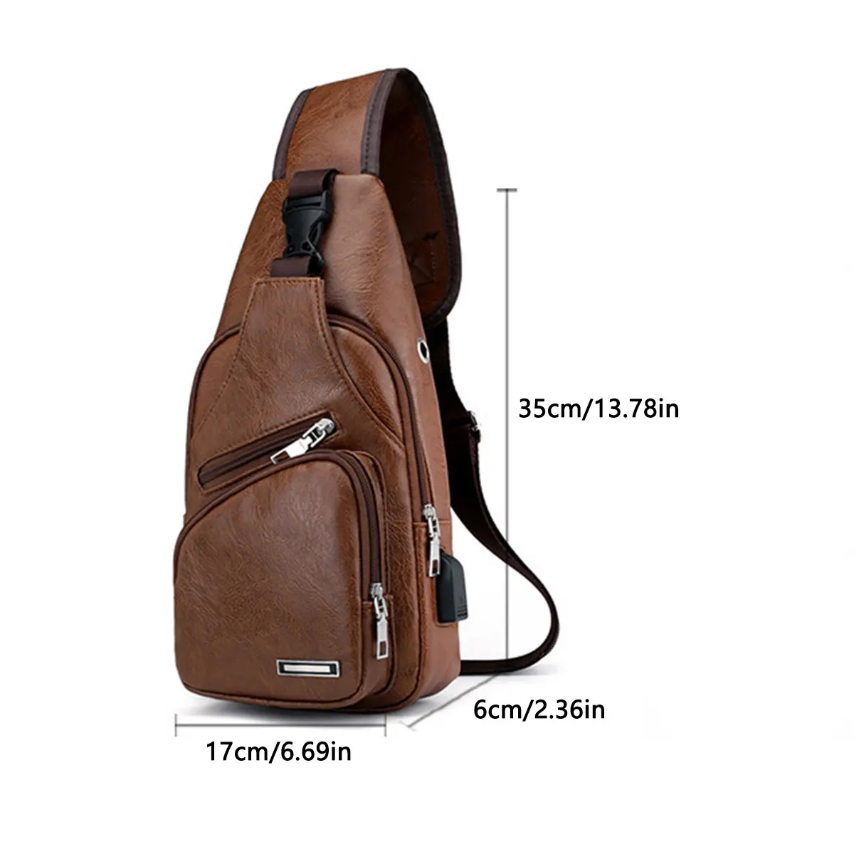 New Casual Men's Shoulder Bag, Outdoor Sports Large Capacity Chest Bag, Men's Multifunctional PU Business Crossbody Bag