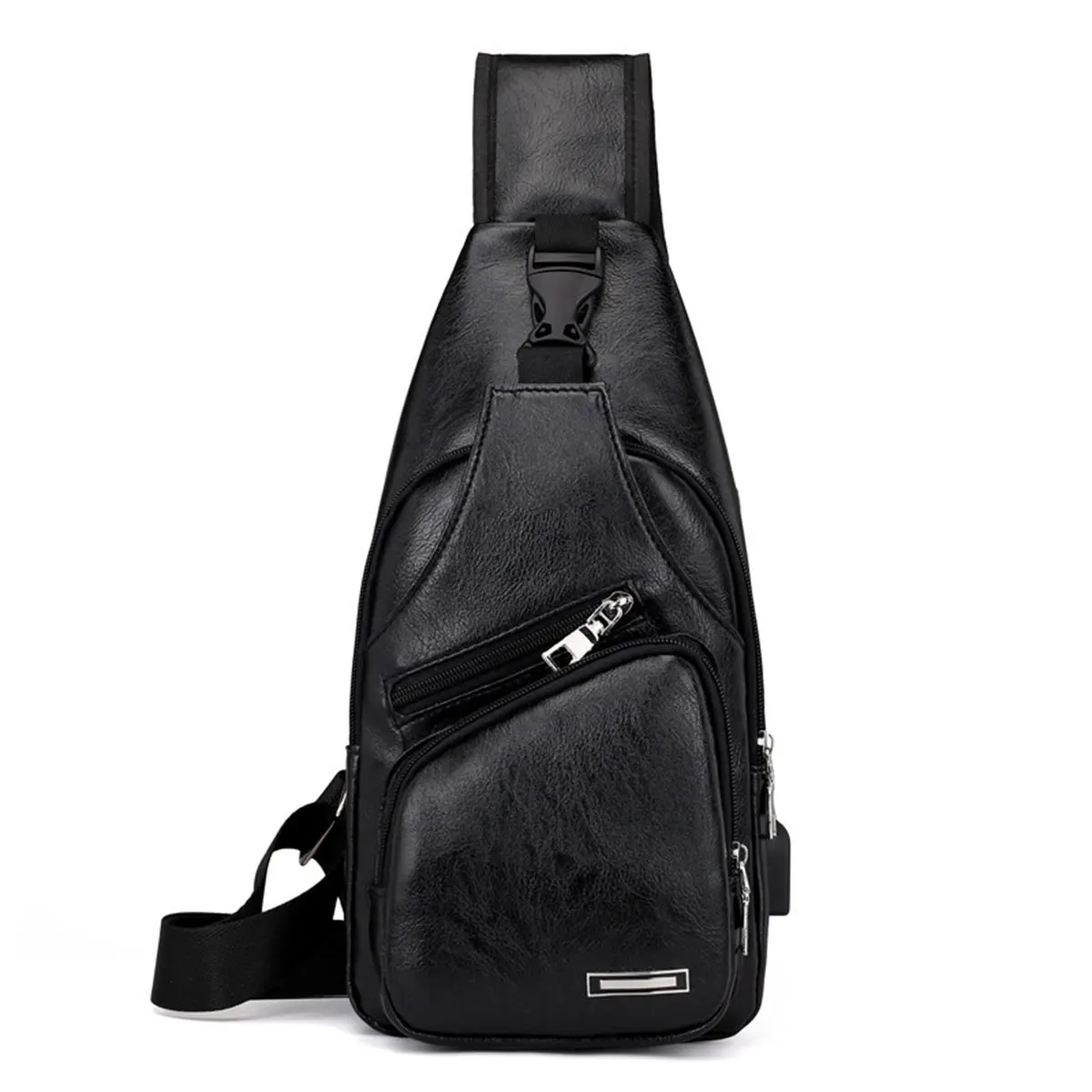New Casual Men's Shoulder Bag, Outdoor Sports Large Capacity Chest Bag, Men's Multifunctional PU Business Crossbody Bag