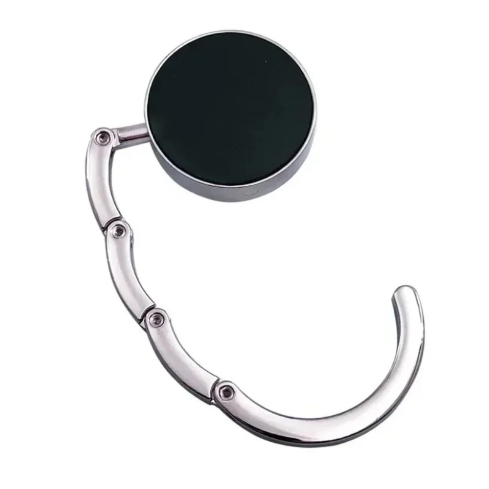 Outdoor Portable Folding Bag Hanger Handbag Hook Holder Table Hook Crystal Alloy Purse Bag Holder Circle Shape Bag Accessories