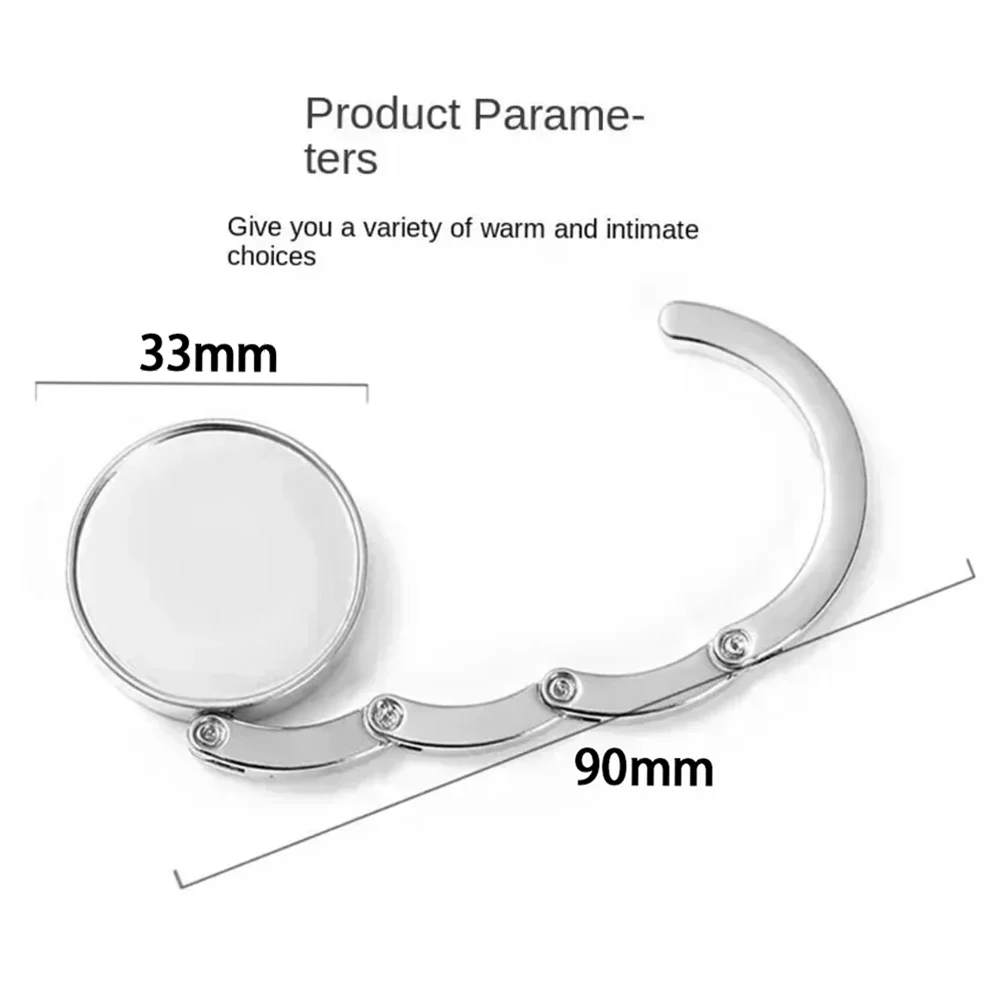 Outdoor Portable Folding Bag Hanger Handbag Hook Holder Table Hook Crystal Alloy Purse Bag Holder Circle Shape Bag Accessories