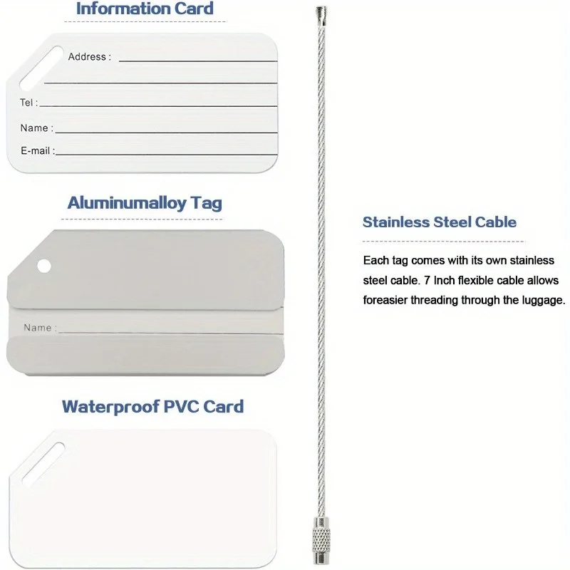 5Pcs Aluminum Luggage Tags Durable Travel Baggage Identifier with Secure Holder By Ovener