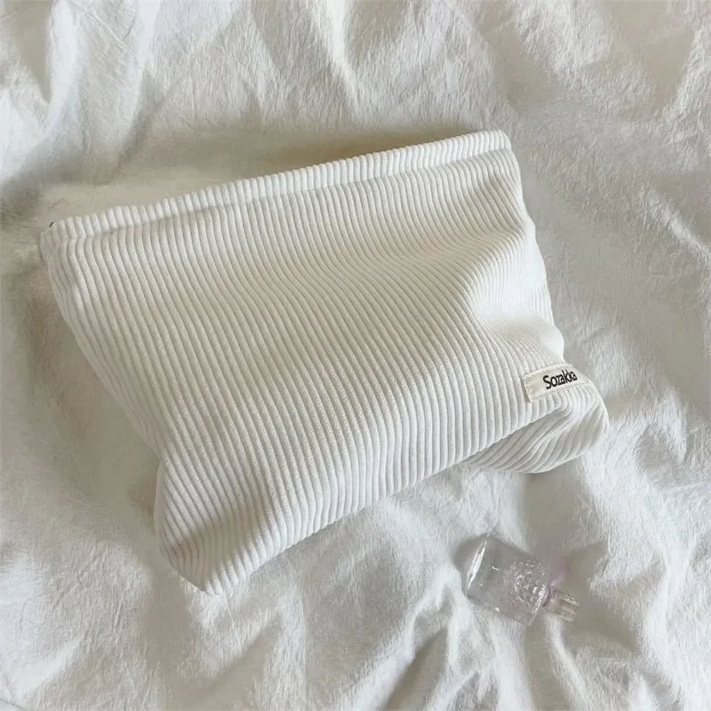 Soft Large Cosmetic Bags Women Neceser Makeup Toiletry Bag Fashion Travel Make Up Bag Corduroy Brush Pencil Organizer Case