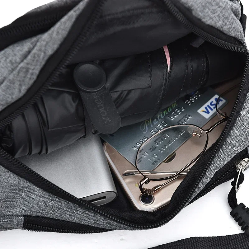Men's Breast Package Waterproof Outdoor Sports Bag Canvas Pouch Korean-style Waist Bag Fanny Pouch Crossbody Male Banana Bag