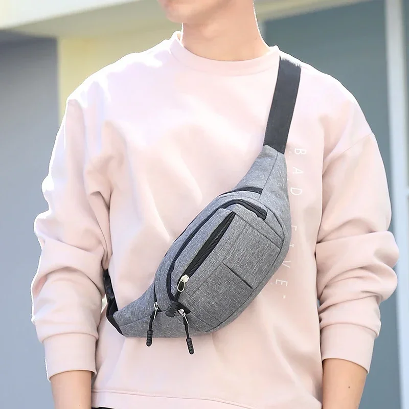 Men's Breast Package Waterproof Outdoor Sports Bag Canvas Pouch Korean-style Waist Bag Fanny Pouch Crossbody Male Banana Bag