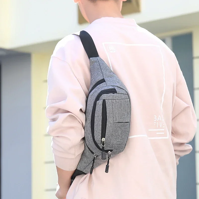 Men's Breast Package Waterproof Outdoor Sports Bag Canvas Pouch Korean-style Waist Bag Fanny Pouch Crossbody Male Banana Bag