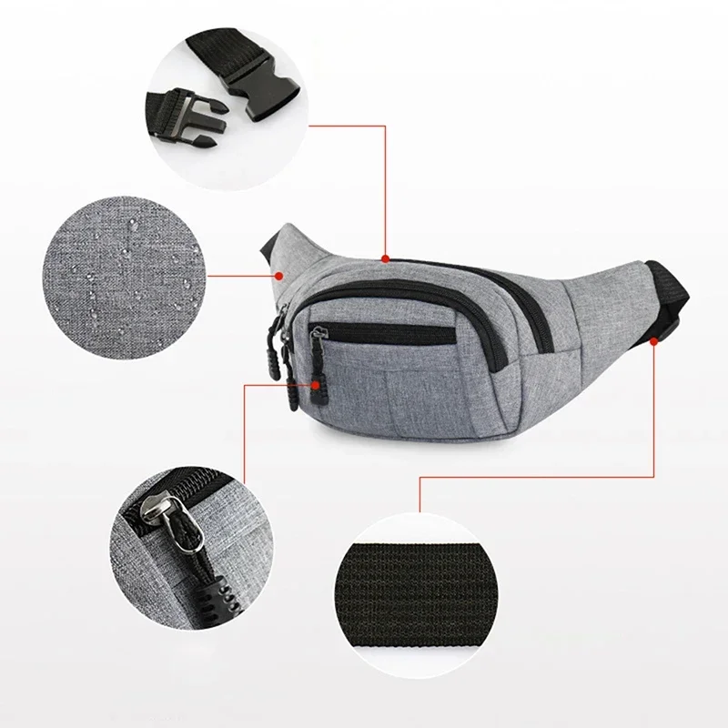 Men's Breast Package Waterproof Outdoor Sports Bag Canvas Pouch Korean-style Waist Bag Fanny Pouch Crossbody Male Banana Bag