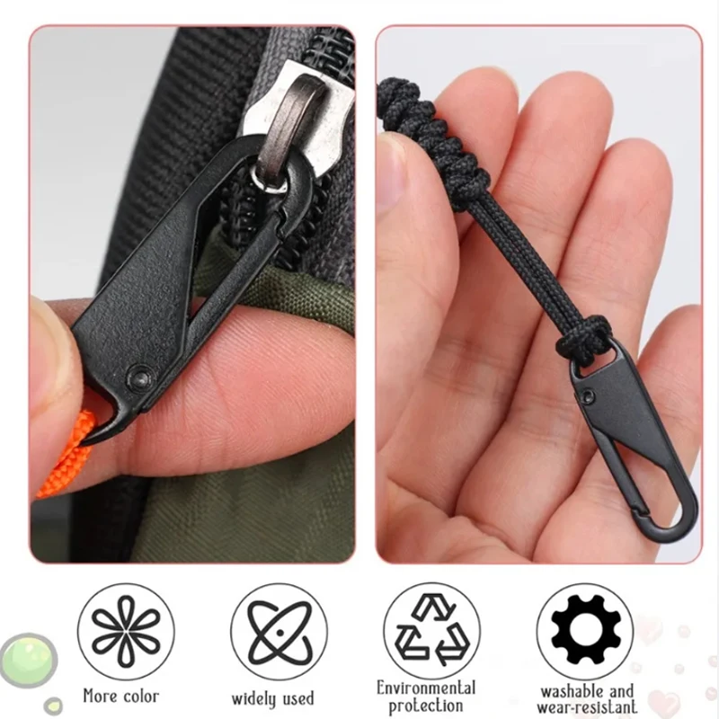 Portable Outdoor Bag Zipper Puller Metal Zipper Head Slider Detachable Wear-resistant Weave Zippers Pull DIY Sewing Accessorie