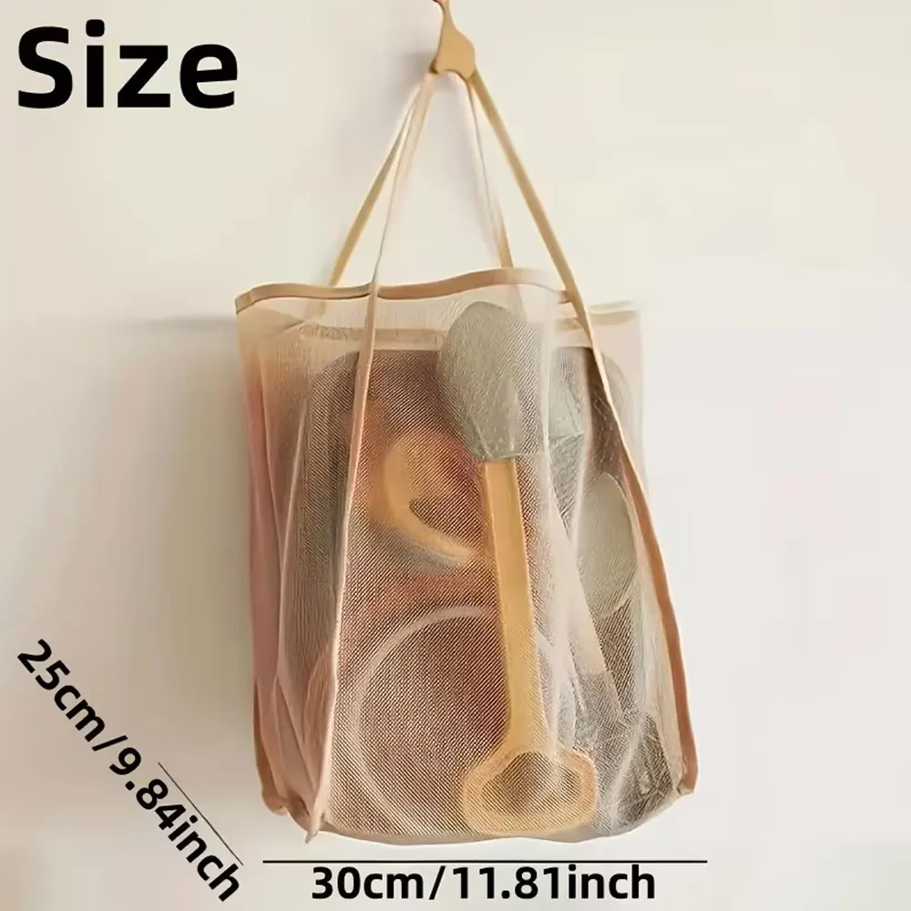 2 large-capacity mesh beach tote bags - durable polyester, solid color with sturdy handles, suitable for travel, beach, vacation, and camping, beach tote bag, multi-functional storage solution, sturdy handle design