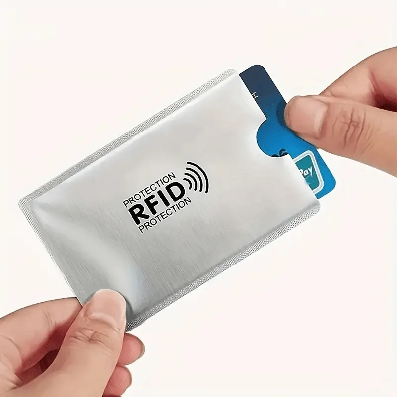 10Pcs High Quality RFID Blocking Card Sleeve Portable Anti-Scan ID Credit Card Protector Silver Universal Wallet Card Cover 