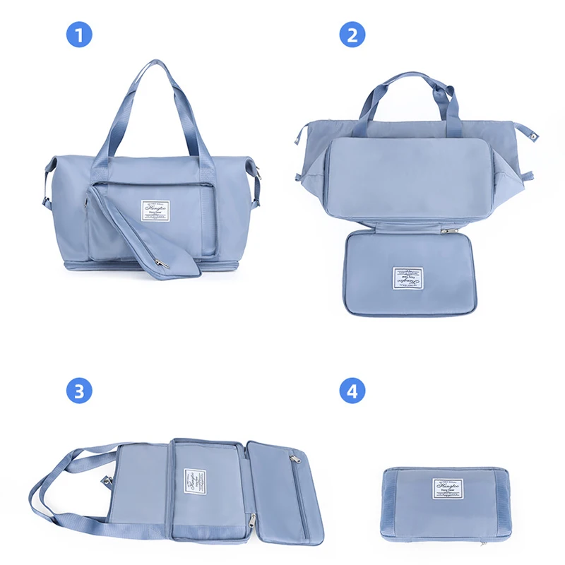 Foldable Travel Bag Stretchable Large Capacity Gym Bags Nylon Waterproof Double Layer Zipper Hangbag Luggage Organizer Tote New
