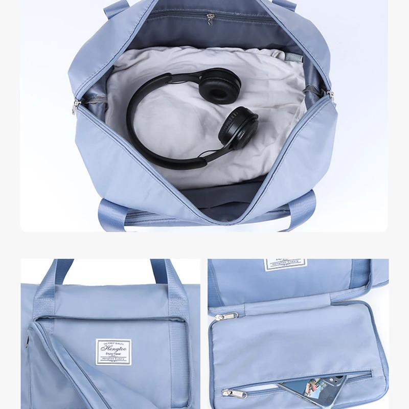Foldable Travel Bag Stretchable Large Capacity Gym Bags Nylon Waterproof Double Layer Zipper Hangbag Luggage Organizer Tote New