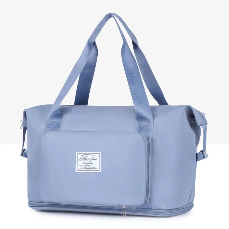 Foldable Travel Bag Stretchable Large Capacity Gym Bags Nylon Waterproof Double Layer Zipper Hangbag Luggage Organizer Tote New