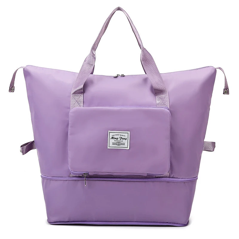 Foldable Travel Bag Stretchable Large Capacity Gym Bags Nylon Waterproof Double Layer Zipper Hangbag Luggage Organizer Tote New