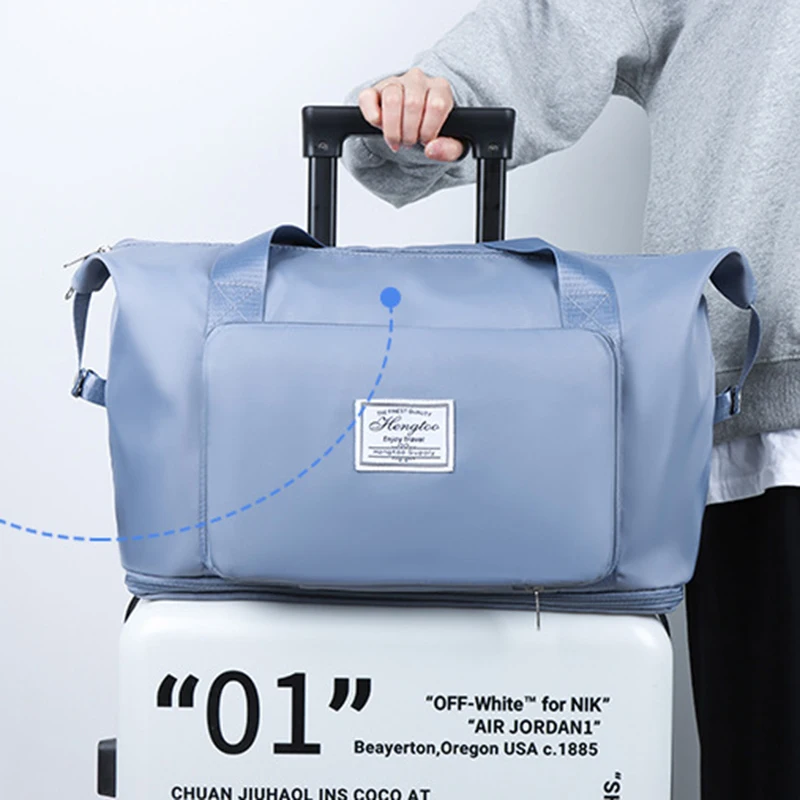 Foldable Travel Bag Stretchable Large Capacity Gym Bags Nylon Waterproof Double Layer Zipper Hangbag Luggage Organizer Tote New