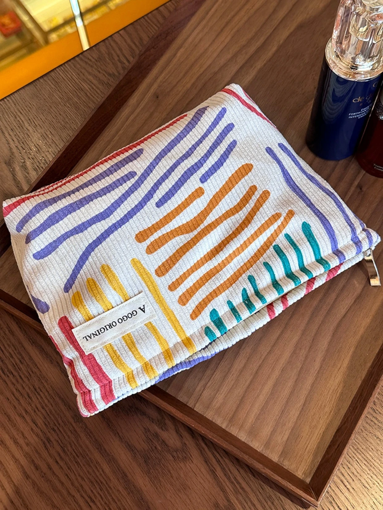 Corduroy Women Cosmetic Bag Large Capacity Makeup Storage Bag Travel Portable Organizer Zipper Wash Bag