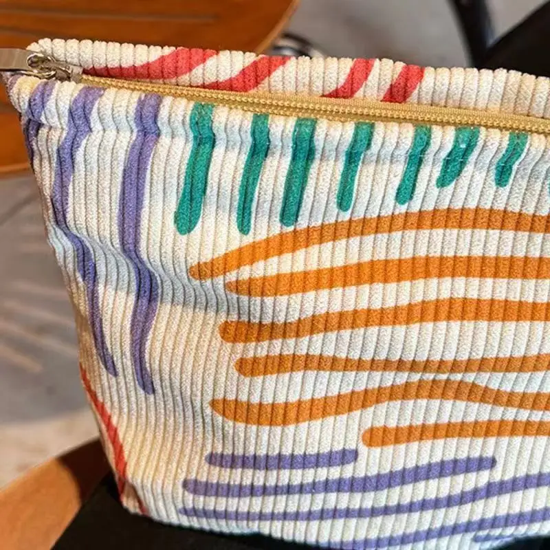 Corduroy Women Cosmetic Bag Large Capacity Makeup Storage Bag Travel Portable Organizer Zipper Wash Bag