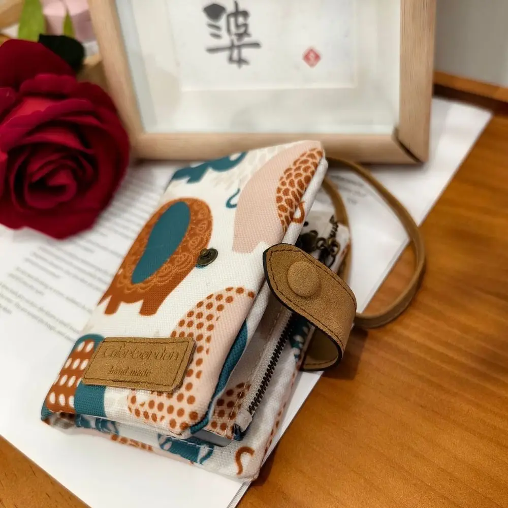 Women Cute Zipper Hasp Short Wallet PU Leather-Capacity Coin Purse Money Bag Frosted Printing ID Card Holder Girl Cute Clutch