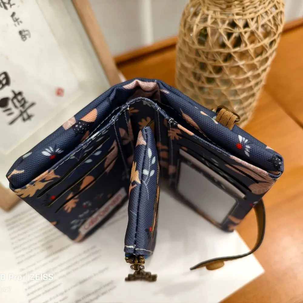 Women Cute Zipper Hasp Short Wallet PU Leather-Capacity Coin Purse Money Bag Frosted Printing ID Card Holder Girl Cute Clutch