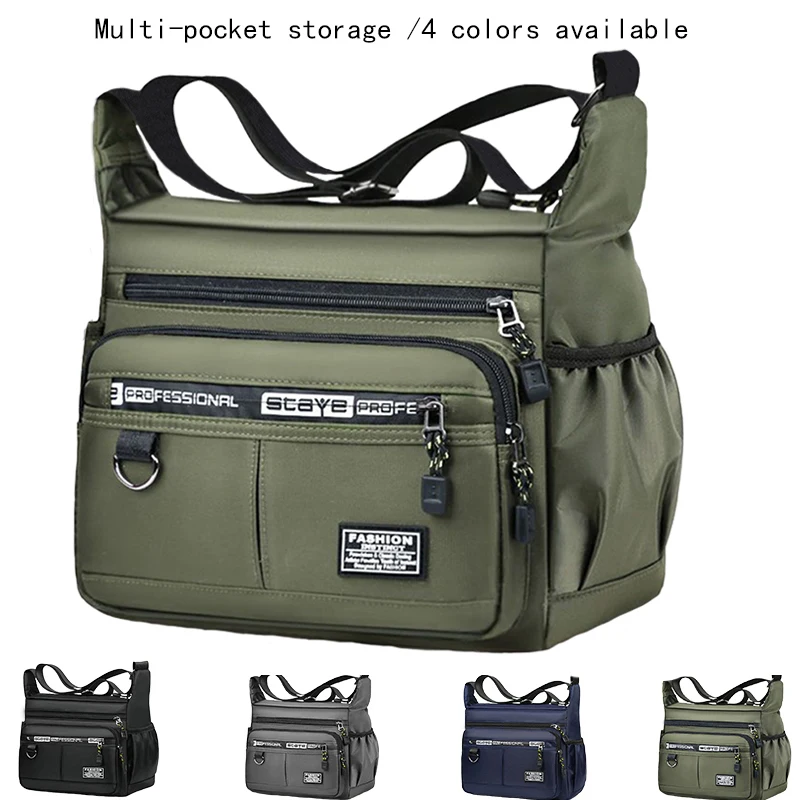 Men's Business Crossbody Bag with Multi-Layered Pockets Adjustable Shoulder Strap for Work Travel